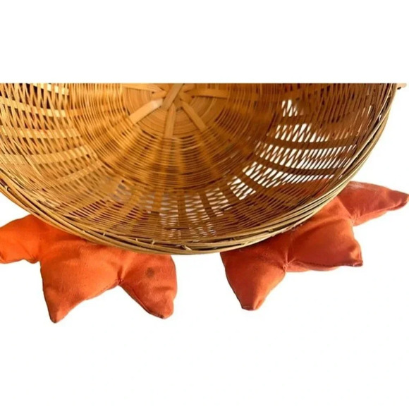 Vintage Thanksgiving Handmade Wicker Turkey Bowl Cottage Core Country Chic - Picture 3 of 4